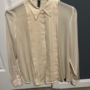 Ralph Lauren cream long sleeve polyester blouse size L perfect condition